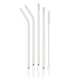 ชุดหลอดดูดน้ำสแตนเลส 304 จำนวน 4 ชิ้น หลอดดูดน้ำแบบใช้ซ้ำได้สำหรับชา กาแฟ มิลค์เชค ค็อกเทล อุปกรณ์ครัว งานปาร์ตี้ บาร์