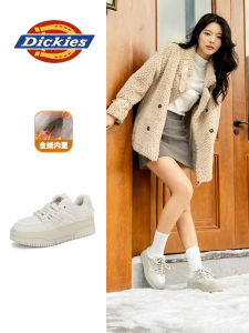 Dickies Womens Thick Bottom Fleece Lined Winter Boots Cotton Shoes Heightening Fur Casual round Toe Rubber Outsole Boots