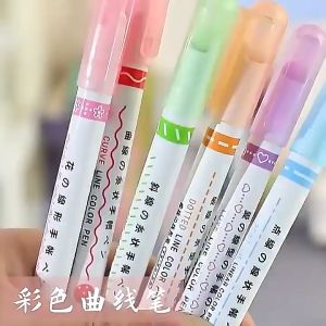 6Pcs Pen Garis Motif Warna-warni: Alat Tulis untuk Seni yang Efektif