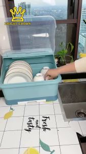 Bright Crown Rak Piring Plastik Pengering Air Mangkok Dengan Tutup/Rak DapurTempat Alat MakanMangkok Rak Dapur Alat Makan Rak Penyimpanan Dengan Tutup - Lazada