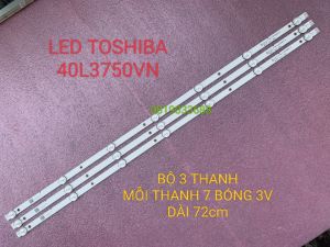 THANH LED TIVI TOSHIBA 40L3750 MỚI 100% BỘ 3 THANH MỖI THANH 7 BÓNG 3V DÀI 72cm JL.D40071330-001DS-M