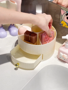BF-C1366 Rak Kosmetik Bulat Aesthetic Tempat Make Up / Rak Penyimpanan Kosmetik Laci Desk Organizer