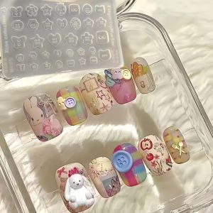 A Cartoon Nail Mold Key Chain Love Lock Star Button Irregular Shaped Button Three-Dimensional Creative Nail Mold