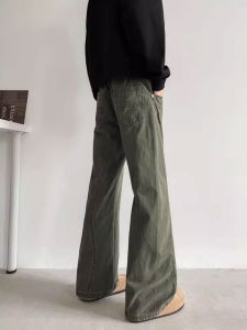 Quần Jeans Nam Ống Thẳng Ôm Vừa Màu Xanh Lá Lưỡi Sâu Cổ Điển Phong Cách Đường Phố Mỹ Quần Thường Ngày Cho Thanh Thiếu Niên