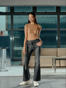 DAPHNE LAB | Quần Jeans Xòe Đã Giặt Phong Cách Thiết Kế Tinh Tế