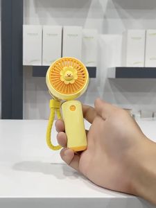 DQRGO [Ready Stock] Cute Cartoon Mini Fan Free Battery Portable Handheld Fan with Key Chain Rechargeable USB Fan Adjustable Small Fan Strong Wind Dormitory Desk Fan Handy Fan for Outdoor Travel