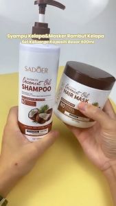 SADOER 2 in 1 Nourishing Coconut Shampoo and Coconut Hair Mask Set 500ml+500g*Free Coconut Mask
