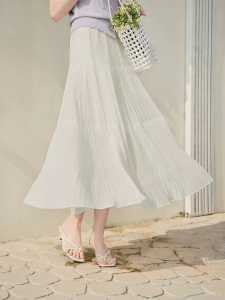 XIANGYING | White Chiffon Long Skirt