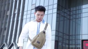 Túi đeo ngực nam phong cách Hàn Quốc . túi chéo vải KAKI thể thao nam túi nhỏ túi đeo vai nhỏ đa chức năng ngoài trời hợp thời trang