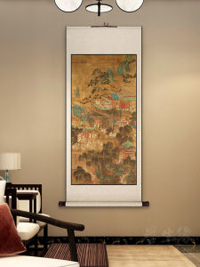 Retro Landscape Decorative Painting Vertical Scroll Palace Maid Garden Tour Chinese Traditional Wall Art for Hall Dining Room Study