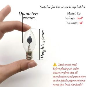 🔥6 packs C18 Flame Bulb 120V 1W E12 Screw Base - apply to Dancing Tail Effect Bulbs for Chandeliers/Christmas Lights 1000Hrs🔥