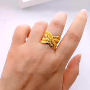Yon Hing Cincin Silang Fashion Saiz 10.5 11.5 13.5 14 15 16 17 18.5 19 20.5 21 21.5 22.5 Emas 916
