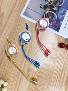 Three-in-one Universal Data Cable Fast Charging Retractable Data Cable USB Type C fast Charging Data Cable 数据线
