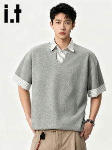 izzue | Stripe Contrast Color Lazy Style Short Sleeve Summer Polo Shirt