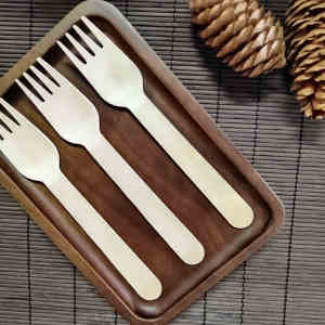 Disposable Wooden Eco-friendly Takeaway Party Banquet Wedding Picnic Factory Direct Sales 160mm Flat Handle Wooden Fork
