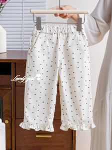 Dots Lace Trim All-match Girls Pants