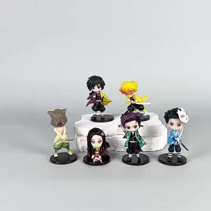 Bandai | 6Pcs/set7cm Demon Slayer Anime Figure Tanjirou/Nezuko/Tomioka Giyuu/Agatsuma Zenitsu Mini Cute Edition pvc Doll Toy Xmas Gift