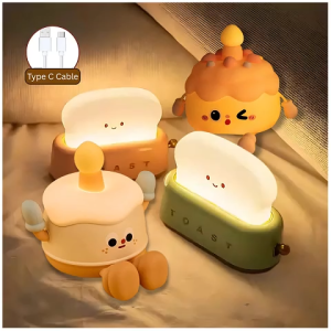 Ready Stock USB Rechargeable Timer Adjustable Brightness Capybara Toast Pizza Cake Birthday Song Music Small Mini Table Lamp Cute Night Light Desk Lamp Decoration Bedroom Student Study Gift Girls Comel Kecil Lampu Malam Bilik Tidur Hadiah untuk Anak