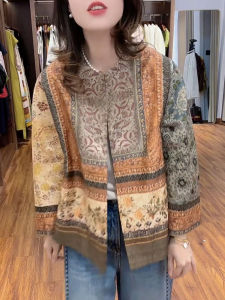UYFY | Fashion Chinese Style Print Long Sleeve Blouse