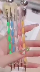 Nexlent Nail Art Dotting Tool Point Drill Nail Pen of Spiral Rod 5 Pcs/Set