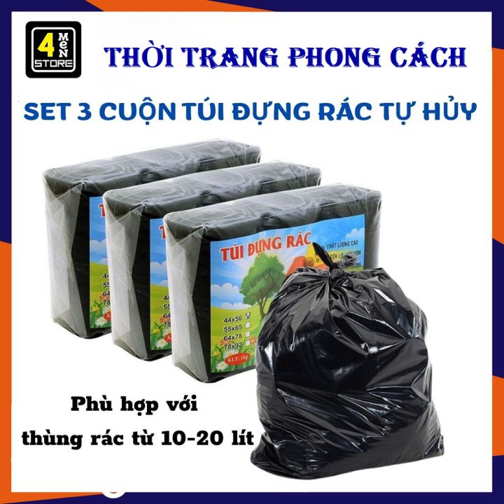 Combo 3 Cuộn Túi Đựng Rác Màu Đen Sinh Học Tự Phân Hủy - Túi Rác Đen ...