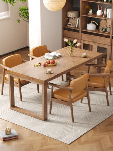 Mobein Solid Wood Dining Table Nordic Style White Basswood Integrated Island Desk Long Rectangle Home Furniture Table