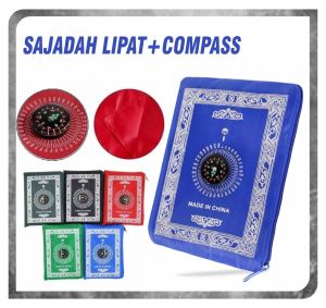 Sajadah Travel Lipat Kompas Arah Kiblat Sejadah Anti Air Waterproof Traveling Compass