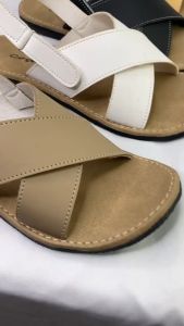Sandal Kulit Wanita Arsaka Non Slip Flat Sendal Tali Belakang Wanita Slop Teplek - Tali Silang Hani