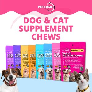 Pet Logic Overall Health 4 Pouch Bundle Dog & Cat Treats Supplement Snack : Dog Probiotics Dog Multivitamins Dog Supplements Appetite Booster for Dogs  Puppy Food   Adult Dog Food  for Happy Tummy  Pro Immune System  Silky Fur  Jolly Joints .