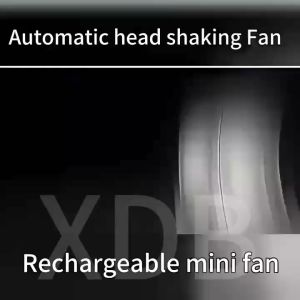 Kipas automatic Shaking Desktop Fan 8000mah 5-Speed Adjustable Wind Display battery level 100% USB mini Kipas Rechargeable fan