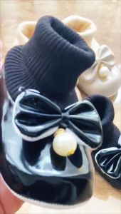 Sepatu bayi perempuan baby shoes prewslker pita lcusepatu kaos kaki anak prempuan motif pita mutiara anti slip