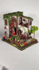 DIY Wooden Book Nook Shelf Insert Miniatures Dollhouse Kit Assemble Fantasy Book Nook Bookend Handmade Furniture Home Decor Gift
