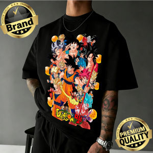 2026 New Arrival Dragon Ball Oversized Retro Anime T-shirt Goku All Forms & Dragon Balls Graphic Print 100% Cotton Casual Tee