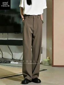 YOULIN | Khaki Mens Trousers Drape Elegant High Waist