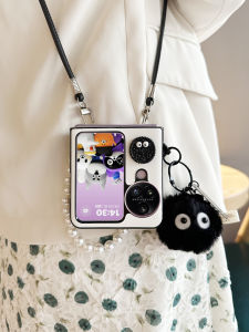 เคสโทรศัพท์มือถือ Oppo Find N3 Flip กระเป๋าสะพายข้างพับได้ ป้องกันการตกหล่น หนังเทียม ดีไซน์น่ารัก สำหรับผู้หญิง