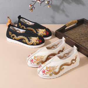 Boys Hanfu Shoes Embroidered Ancient Style Beijing Cloth Shoes Childrens Traditional Tang Costume Footwear Cotton Rubber