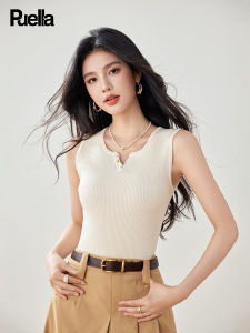 puella | Summer Korean Style Fashion Solid Half Opening Slimming Sleeveless Knitted Vest