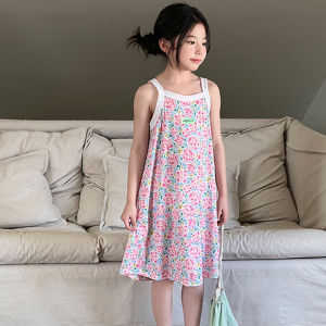 ชุดเดรสสำหรับเด็กชุดนอนสายเดี่ยวผ้าฝ้ายเย็นแบบบางใส่ช่วงฤดูร้อนสำหรับเด็กหญิงเดรสใส่นอนแบบเจ้าหญิงใส่ช่วงฤดูใบไม้ผลิและฤดูร้อนสำหรับเด็กหญิง