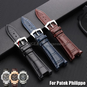 For Patek Philippe Nautilus Series Genuine Cow Leather Watch Strap with 25mm*13mm Cowhide 5711 5712G for Men Premium Watchbands