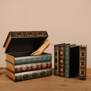 ตกแต่งหนังสือจำลองสไตล์ย้อนยุคสำหรับบ้านพักชั่วคราว อุปกรณ์ถ่ายภาพ หนังสือตู้หนังสือ กล่องหนังสือไม้ ตกแต่งห้องน้ำ กล่องหนังสือ ของตกแต่งหน้าบ้าน