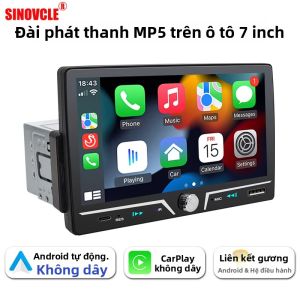 Đầu Radio Xe Hơi Không Dây Hippcron 1 Din Android Auto Carplay MP5 Stereo Màn Hình Cảm Ứng IPS 7 Inch Bluetooth Mirror Link Sạc Type-C Sử Dụng Chung