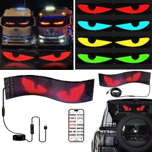 truck eyes LED Matrix แผงพิกเซล USB 5V แอดเดรส RGB รูปแบบ Graffiti เลื่อนข้อความภาพเคลื่อนไหวจอแสดงผลรถ Shop บลูทูธ APP