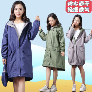 Womens Long Full-Body Thin Hiking Raincoat Cute Student Fashionable Rainwear Breathable Lightweight Raincoat by Padadi