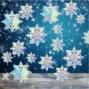 Christmas Snowflake Decor 6Pcs 3D Paper Snowflake Hanging Ornaments for Christmas Tree Winter Wonderland New Year Home Decor