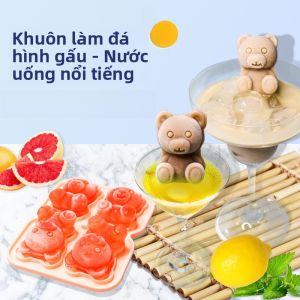 Mold Hình Gấu Băng Chế Biến Thực Phẩm Bằng Silicon 3D Máy Làm Đá Máy Làm Đá Trà Sữa Cà Phê Phụ Kiện Nhà Bếp