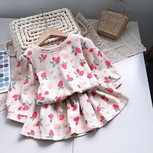 Little Moly Setelan Mini Skirt dan Baju Lengan Panjang Anak Perempuan Korean Style Premium Import SBR002