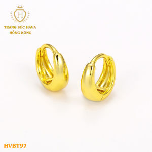 Bông Tai Nữ Cổ Điển Sát Tai (Loại Thường) Khuyên Tai Trơn Titan Xi Mạ Vàng 24k - Trang Sức Hava Hong Kong