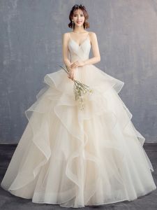 Princess Style Wedding Dress Belted Tulle Puffy Skirt mid Waist Large Size Suitable for Hotel Indoor Use No Sleeve Shoulder