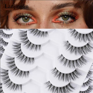 Vòng Tay 3D Chồn Giả Hàng Mi Mềm Mắt Mèo Trang Điểm Tự Nhiên Giả Cils Cây Nối Mi 3/10 Đôi Crisscross Dây Hàng Mi