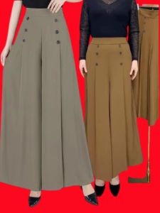 Brand Womens Ice Silk Culottes Summer Wide-Leg Pants Pants Drape Middle-Aged Ladieswear Thin Black Women Pants